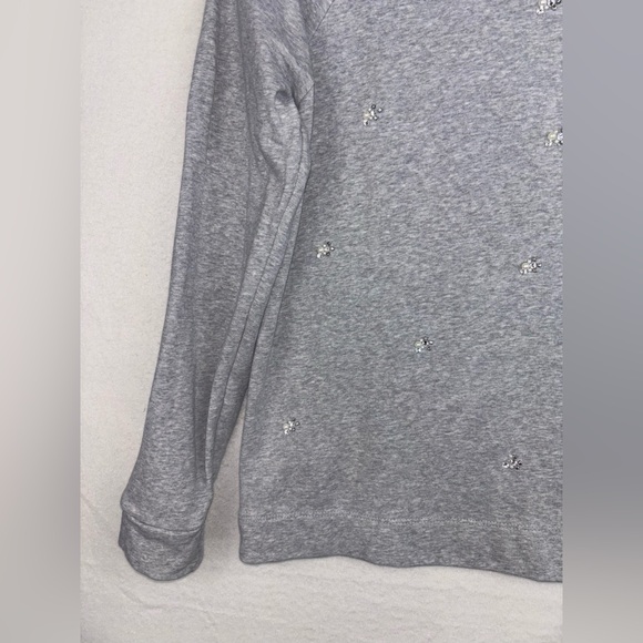 LOFT Ann Taylor Grey Sweater Top Sweatshirt‎ Jewel Pearl Sparkle Crew Neck Large - Picture 8 of 12